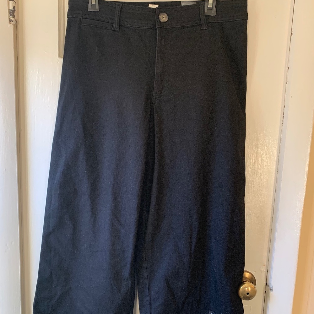 Wide Leg Capri Length Black Pants H&M